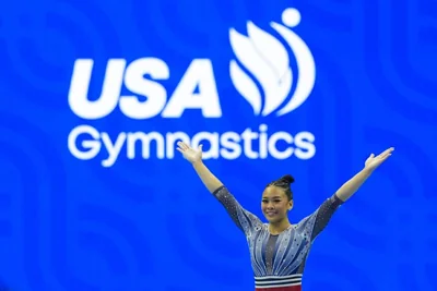 Suni Lee competes in the floor exercise at the United States Gymnastics Olympic Trials on Sunday, June 30, 2024, in Minneapolis. AP PHOTO