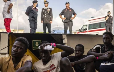 Migrants arriving in Italy