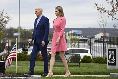 S President Joe Biden with Pennsylvania, Mayor Paige Cognetti, visits the Veterans War Memorial in Scranton, Pennsylvania