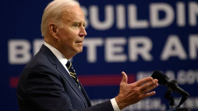 US President Joe Biden speaks at Mill 19, a former steel mill being developed into a robotics research facility, on the campus of Carnegie Mellon University on January 28, 2022 in Pittsburgh, Pennsylvania