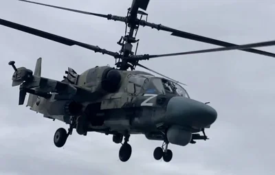 Putin's Ka-52M attack helicopter attacked the column