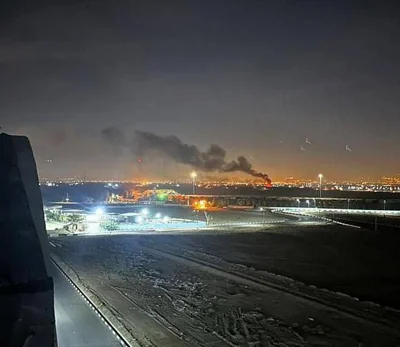 Smoke billows from a fire south-west of Tehran amid the Israeli attack on October 26