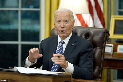 President Joe Biden speaks about his administration's efforts to aid in recovery from the aftermath of Hurricane Helene from the Oval Office of the White House in Washington, Monday, Sept. 30, 2024