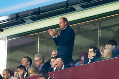 Prince William applauds during an Aston Villa match on April 11, 2024 in Birmingham, England. 