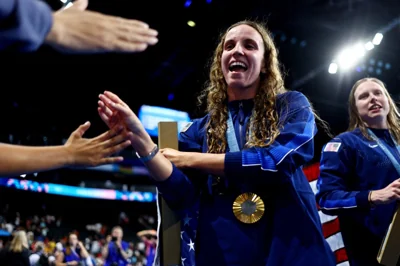 US break world record to win women's 4x100m medley relay gold at Paris Games