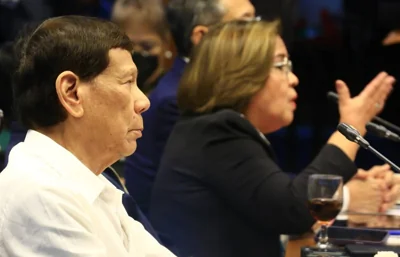 Former president Rodrigo Duterte and former senator Leila de Lima attend the Senate hearing on the war on drugs on Monday, October 28, 2024. PHOTOS BY MIKE ALQUINTO
