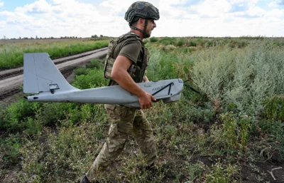 Ukrainian serviceman with drone