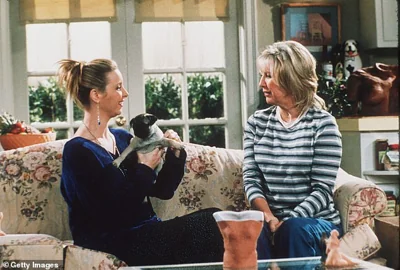 Garr (R) made her friends debut in season three as Phoebe Abbott, a friend of Phoebe Buffay's parents who was later revealed to be her biological mother; pictured together on Friends