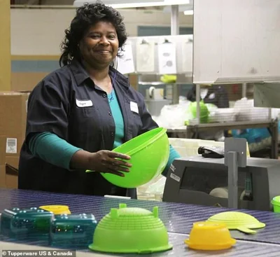 An employee at Tupperware's factory in Hemmingway, South Carolina