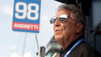 Mario Andretti in the garage