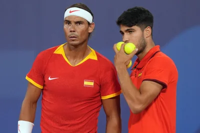 Rafael Nadal and Carlos Alcaraz’s Olympic dream is over (Martin Rickett/PA)