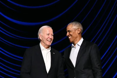 Joe Biden and Barack Obama at a fundraiser last month.