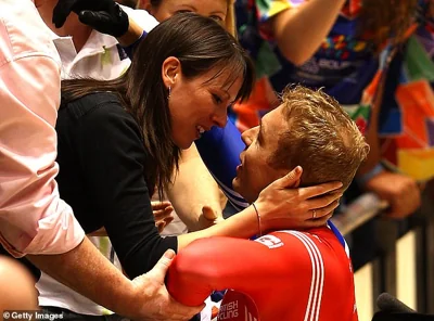 Sir Chris pictured in 2012 winning the Men's Keirin final in Melbourne, with his wife Sarra Hoy