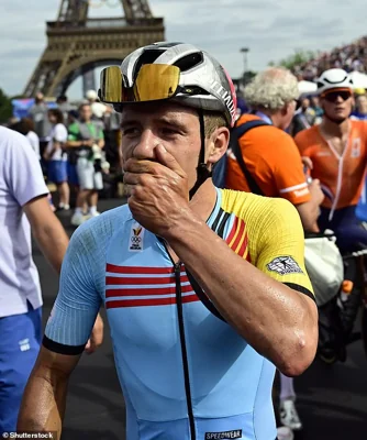 Remco Evenepoel won gold in the men's road race despite suffering a puncture late on