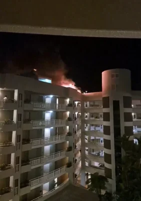 Video caught the blaze from the helicopter crash into the roof