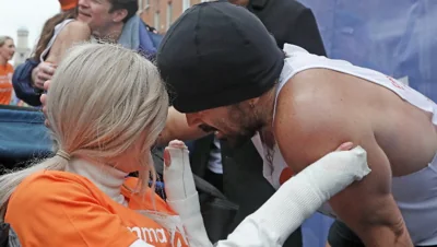 Colin Farrell given hero’s welcome after running Dublin Marathon for close friend with rare condition