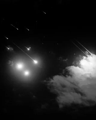 Projectiles in the sky over Jerusalem on October 1.