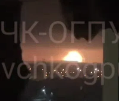 A huge fireball was seen in the Russian region Lipetsk after a Ukrainian attack