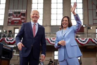 Biden and Harris Wave to Audience