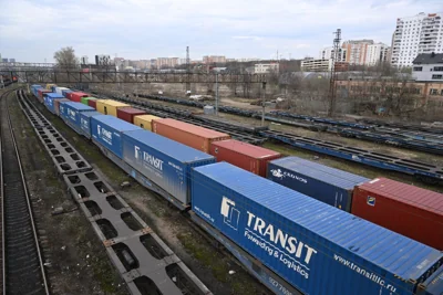 Shipping Containers Sit at Outskirts of Moscow 