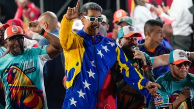 Президент Венесуэлы Николас Мадуро отмечает результаты выборов