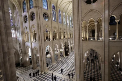 French President Macron visits Notre-Dame in Paris