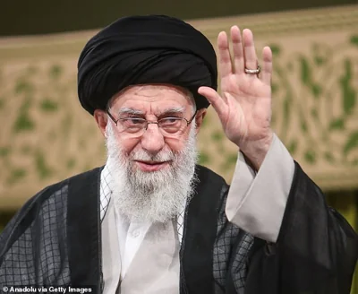 Iranian leader Ayatollah Ali Khamenei greets crowd before delivering a speech in Tehran, Iran on June 25, 2024