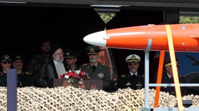 Iranian President Ebrahim Raisi at a military base in Tehran