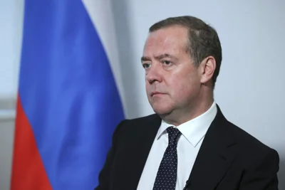 Dmitry Medvedev Holding a Meeting in Russia