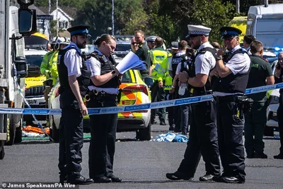Police in Southport, Merseyside, where a man has been detained and a knife has been seized