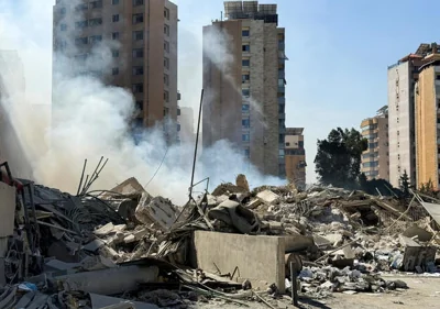 Aftermath of Israeli strikes on Beirut's southern suburbs 