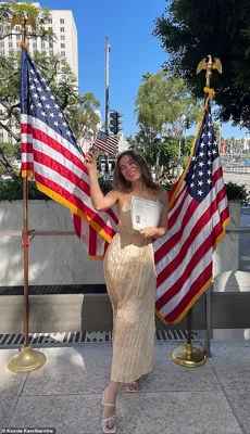 Karelina (pictured) reportedly obtained US citizenship after marrying an American and moving to Los Angeles. She was arrested in Yekaterinburg, Russia in February while visiting family