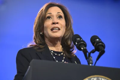 US Vice President and Democratic presidential candidate Kamala Harris speaks during a campaign rally in Philadelphia, Pennsylvania, October 27, 2024. AFP PHOTO