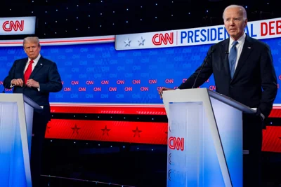 Joe Biden and Donald Trump appear at the first 2024 presidential debate in Atlanta on June 27.