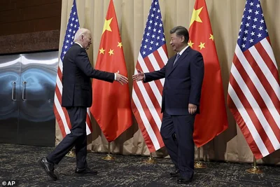 ON CHINA'S TURF: Chinese President Xi Jinping (right) had President Joe Biden (left) meet him at the hotel where the Chinese delegation was staying to attend APEC this week in Lima, Peru. The White House said this was because it was China's turn to determine a venue