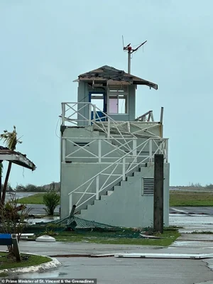 Beryl was forecast to start losing intensity on Tuesday, but is expected to remain near major hurricane strength when it passes near Jamaica on Wednesday. Pictured: Damage on Union Island, and the Southern Grenadines