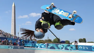 Japan's Kokona Hiraki  competes in the women's park skateboarding.