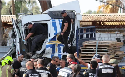 Emergency workers at the site of the attack