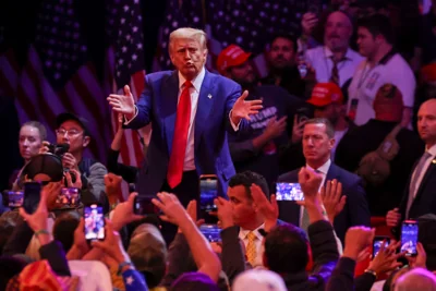 Trump addressed the crowd inside Madison Square Garden roughly six hours after they listened to more than a dozen speakers hurling insults nine days before Election Day