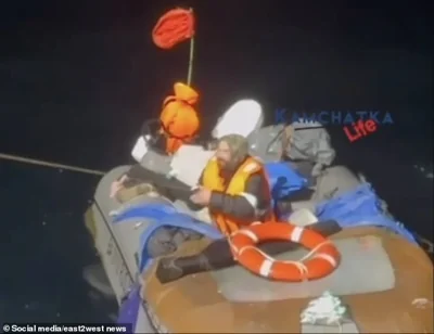 The haggard and gaunt-looking man, who authorities said had lost 50 kilograms in body weight, was seen wrapped in blankets and a life vest aboard the minuscule vessel