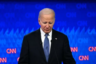 President Joe Biden looks down during his first 2024 debate with Donald Trump on June 27.