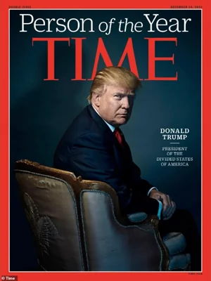 Trump on the cover of Time in 2016 after being named that year's Person of the Year