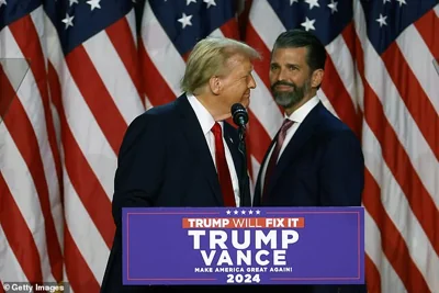 Trump's oldest son, Donald Trump Jr (right), posted on X after Biden's decision was announced, saying that 'the military industrial complex seems to want to make sure they get World War 3 going before my father has a chance to create peace and save lives'