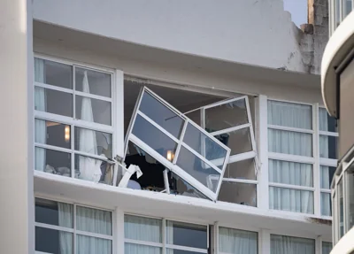 The crash damaged the rooftop and hotel as guests had to be evacuated