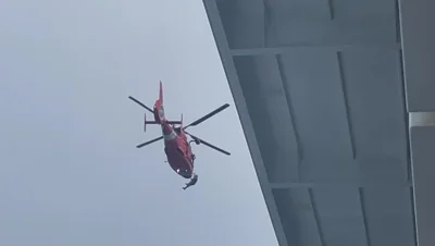 The helicopter didn't land and hovered above the vessel