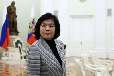 FILE PHOTO: Russian President Vladimir Putin meets North Korean Foreign Minister Choe Son Hui in Moscow