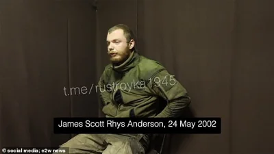 The Brit was paraded in front of cameras today where he gave his name as James Scott Rhys Anderson. Anderson - or possibly Andersen - claimed he served in the British army from 2019 to 2023