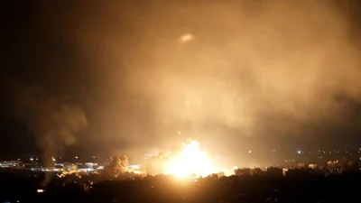 Flames rise from Israeli airstrikes in Beirut, October 4, 2024