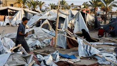 Dozens killed, wounded in Israeli strikes on Gaza tent camp, Gaza agency says