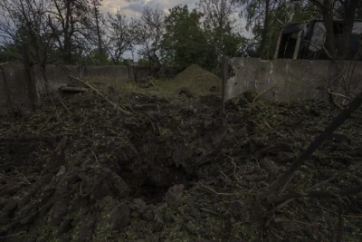 Crater in Pokrovsk After Russian Rocket Attack